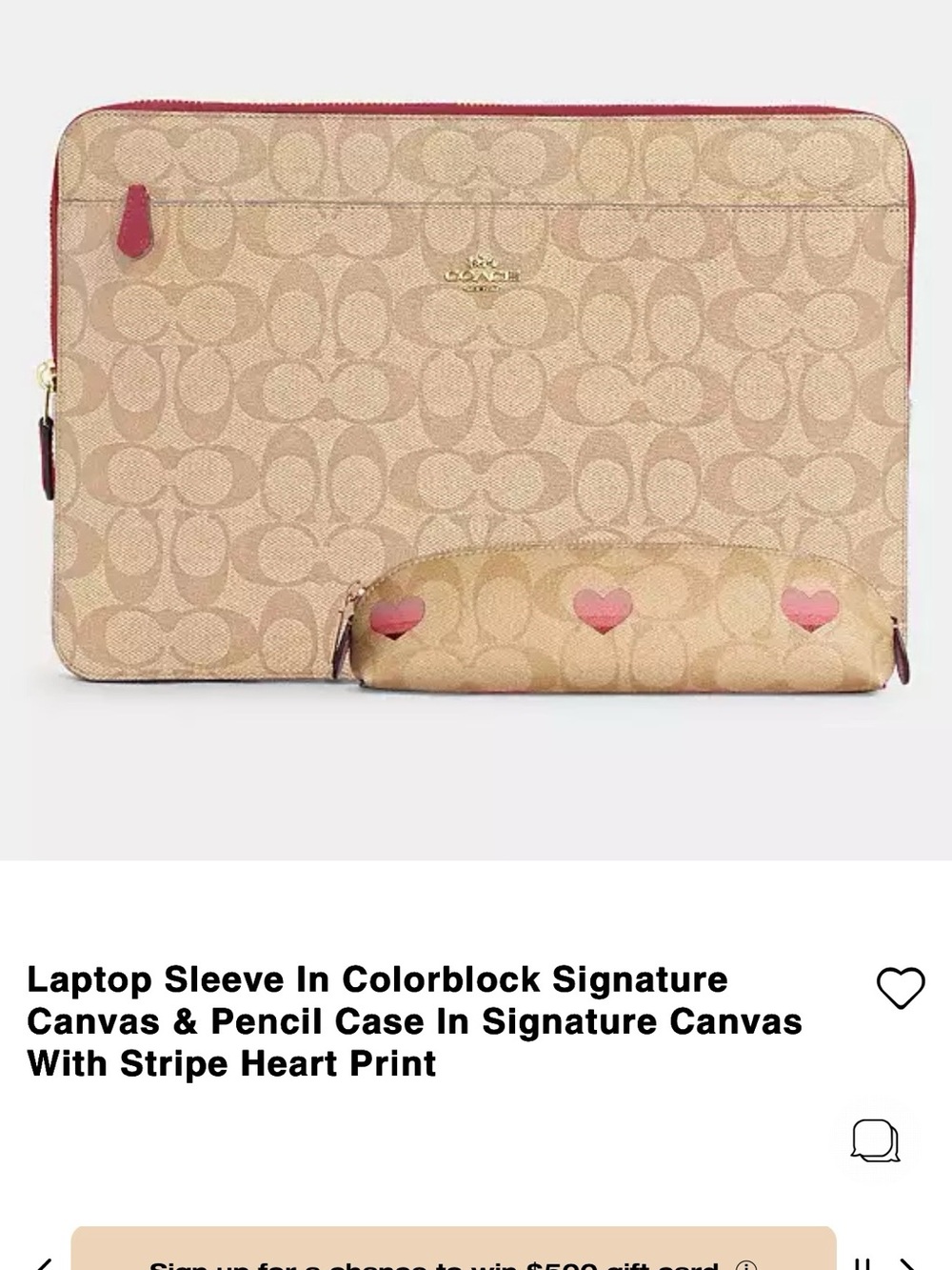 COACH Laptop Sleeve in Color block Signature Canvas, 13 inch (NWOT)